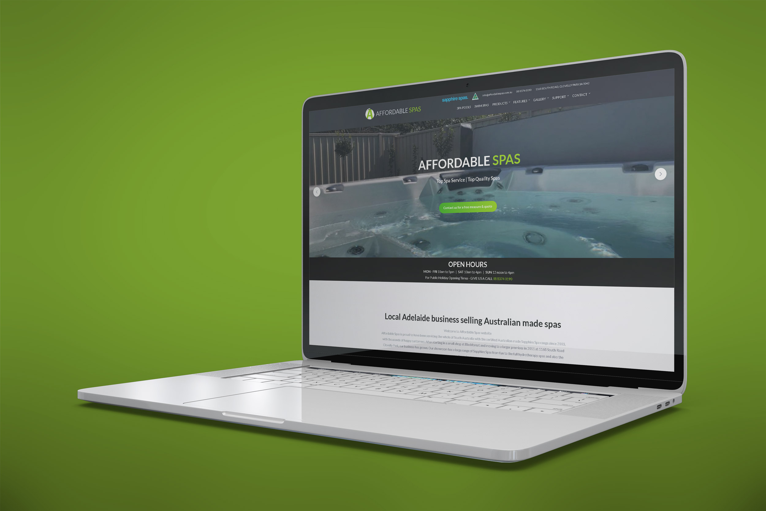 Affordable Spas website project.