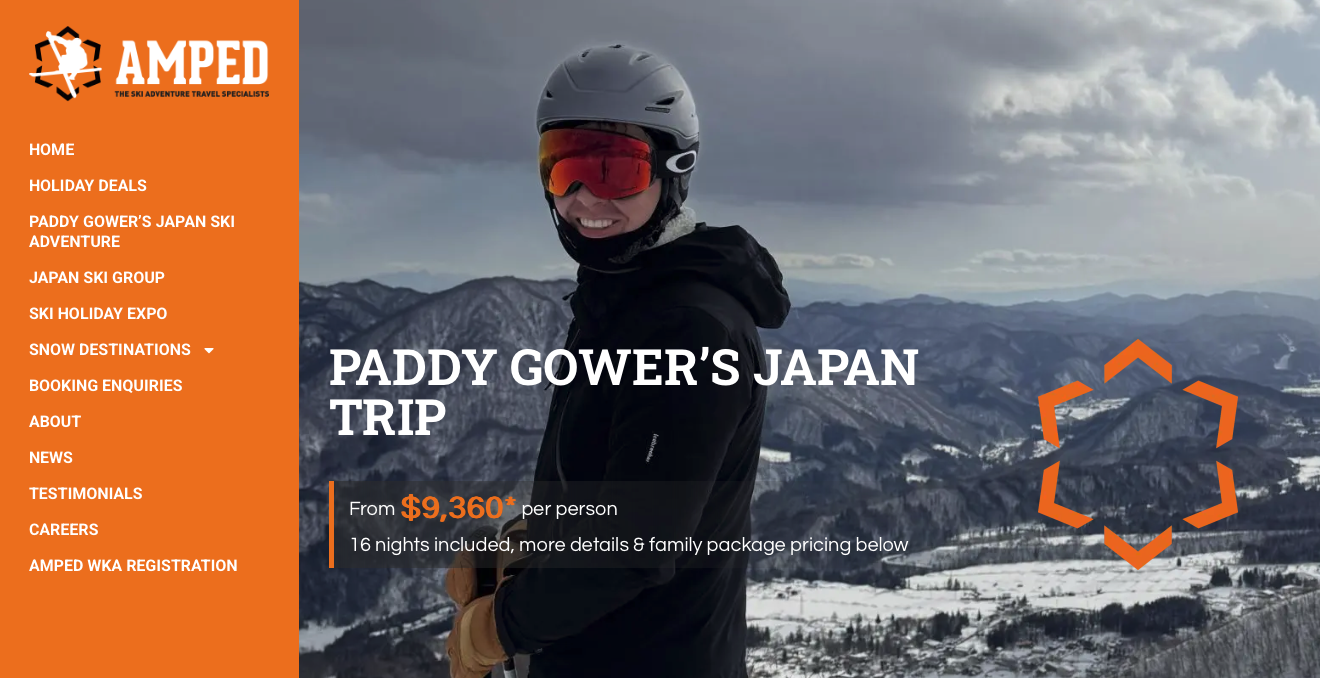 Amped Ski Adventure Specialists website project image 2.