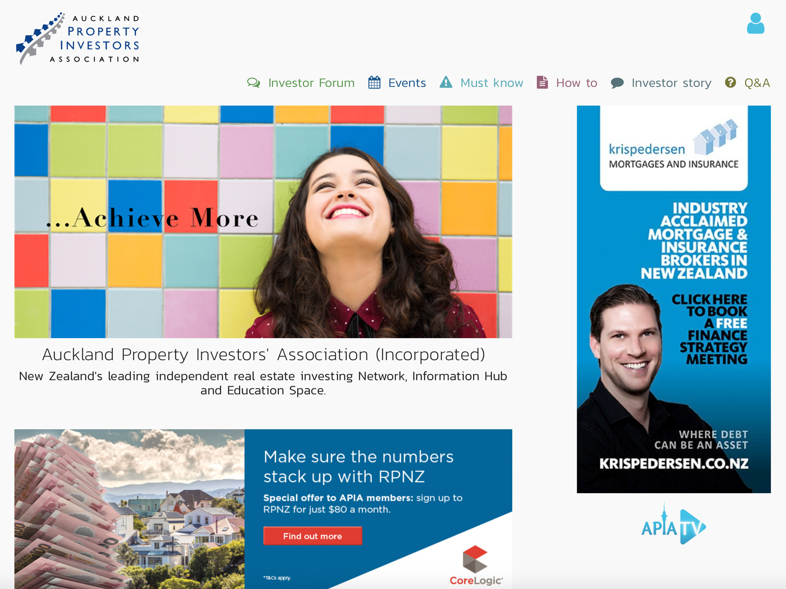 Auckland Property Investors Association website project preview.