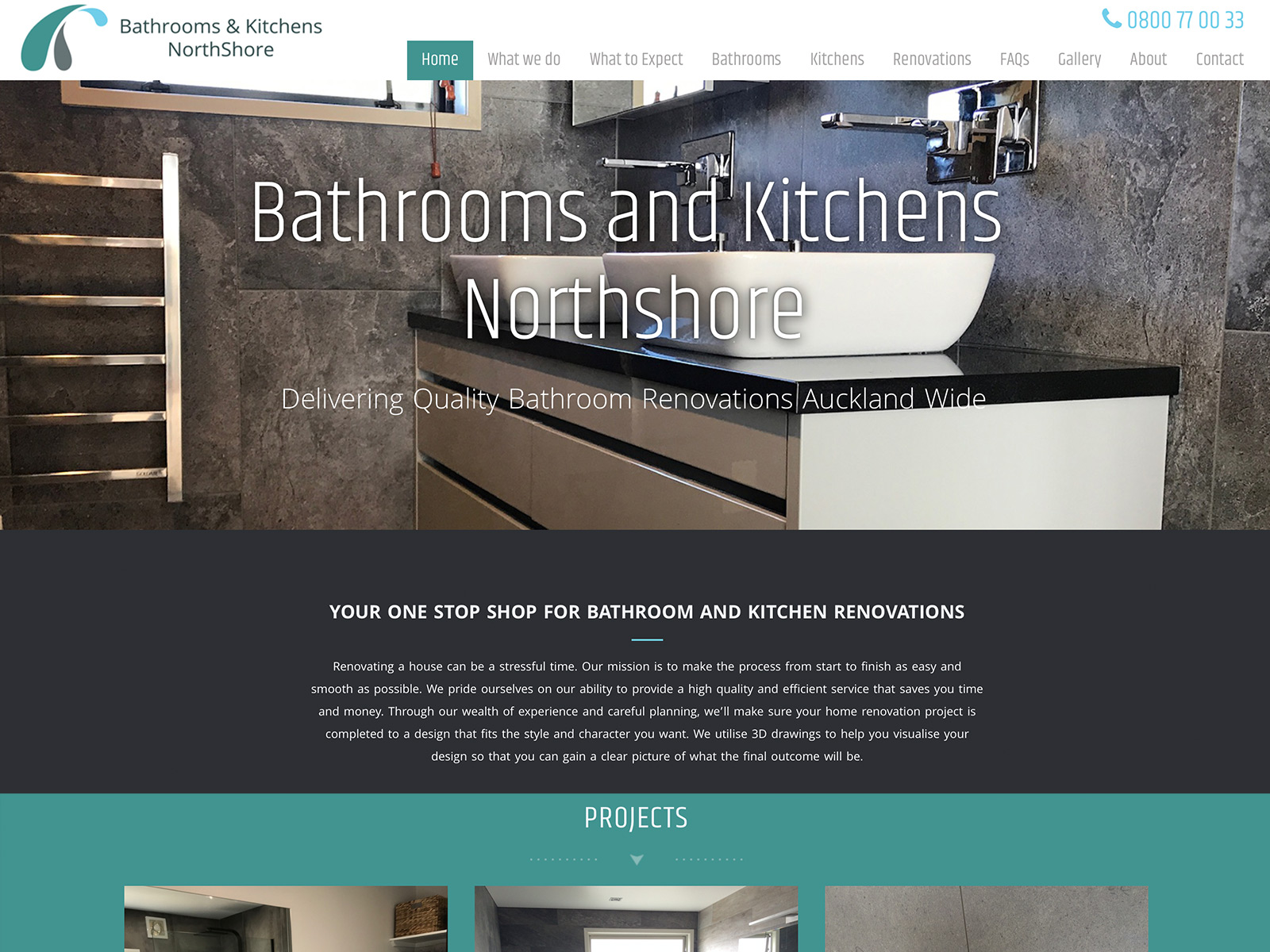 Bathrooms Northshore website project preview.