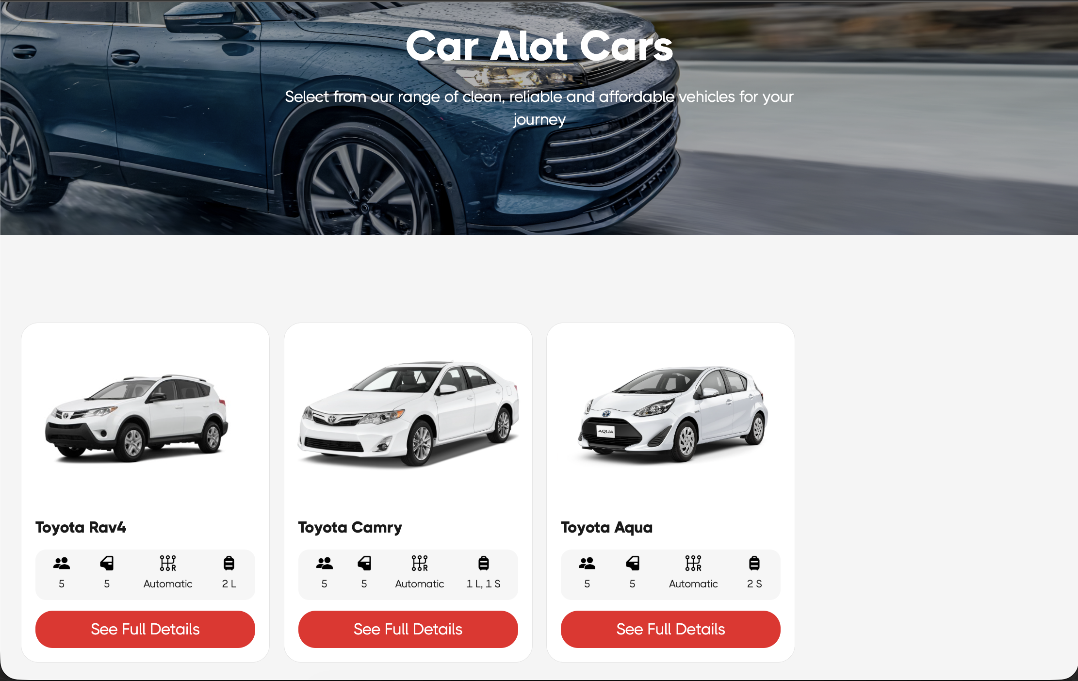 Car Alot Rentals website project image 2.