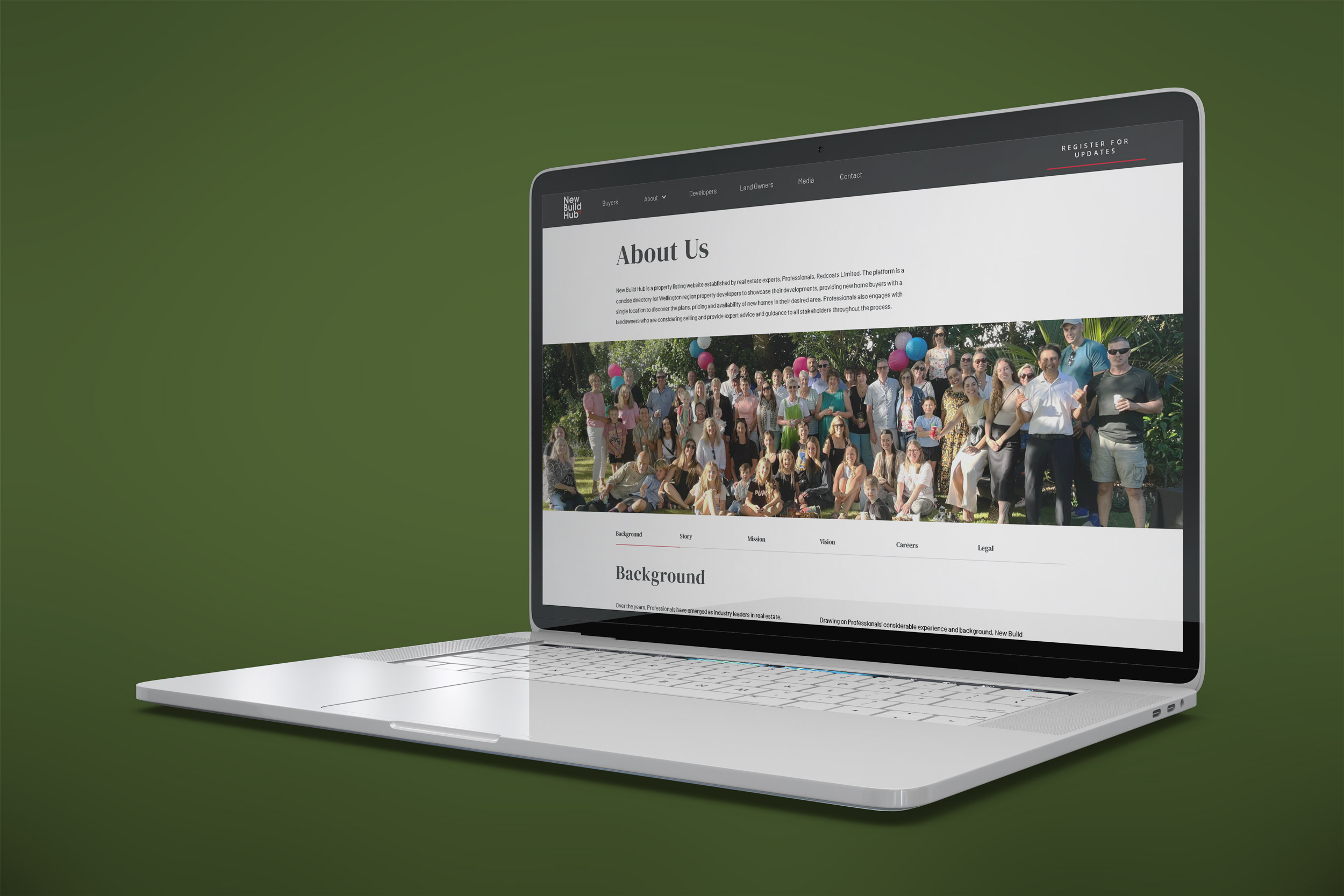 The Professionals New Build Hub website project.