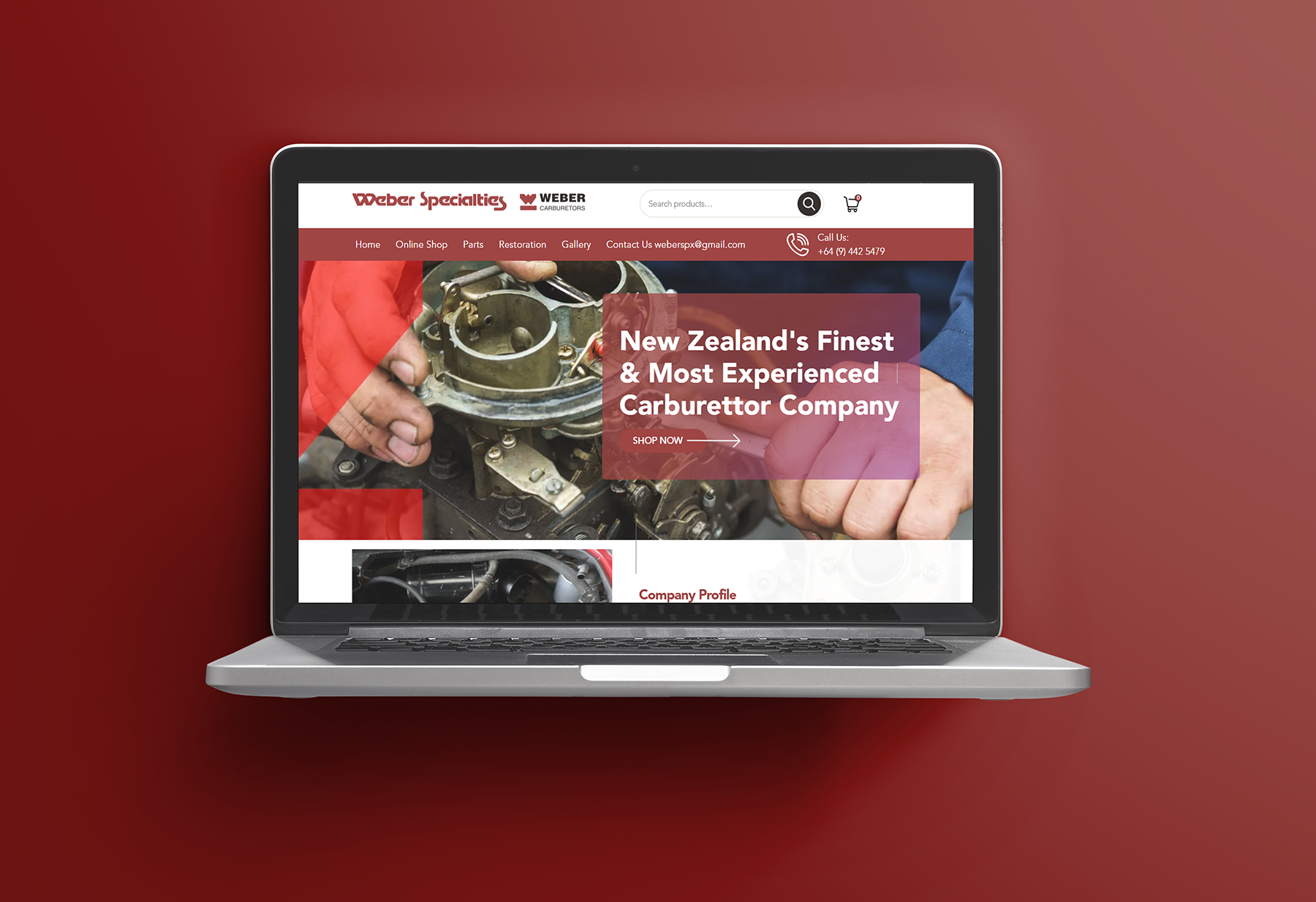 Weber Specialties website project.