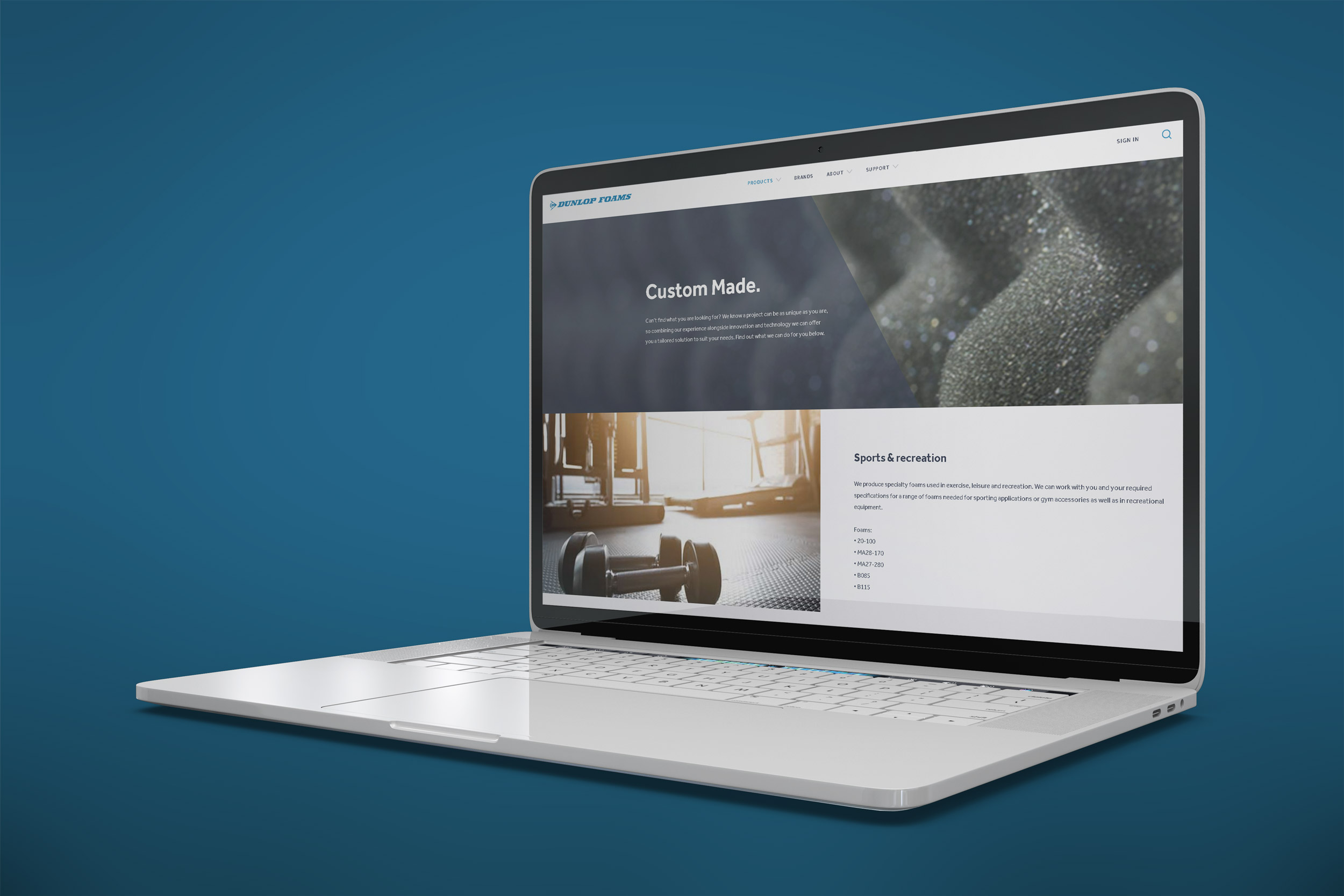 Dunlop Foams website project.