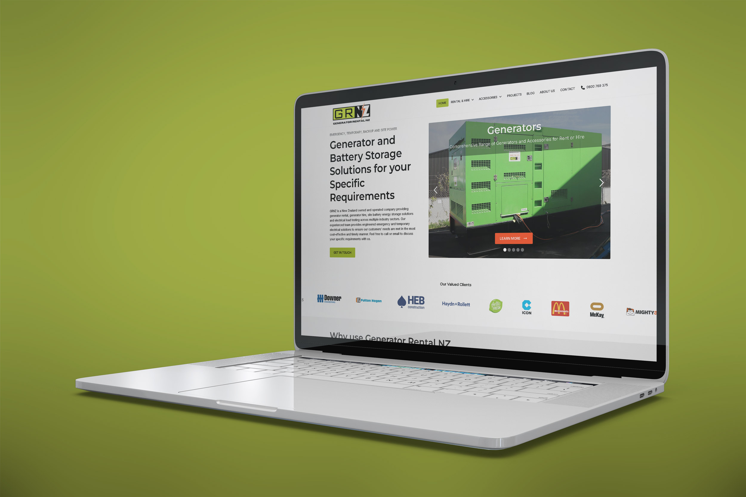 Generator Rental NZ website project.