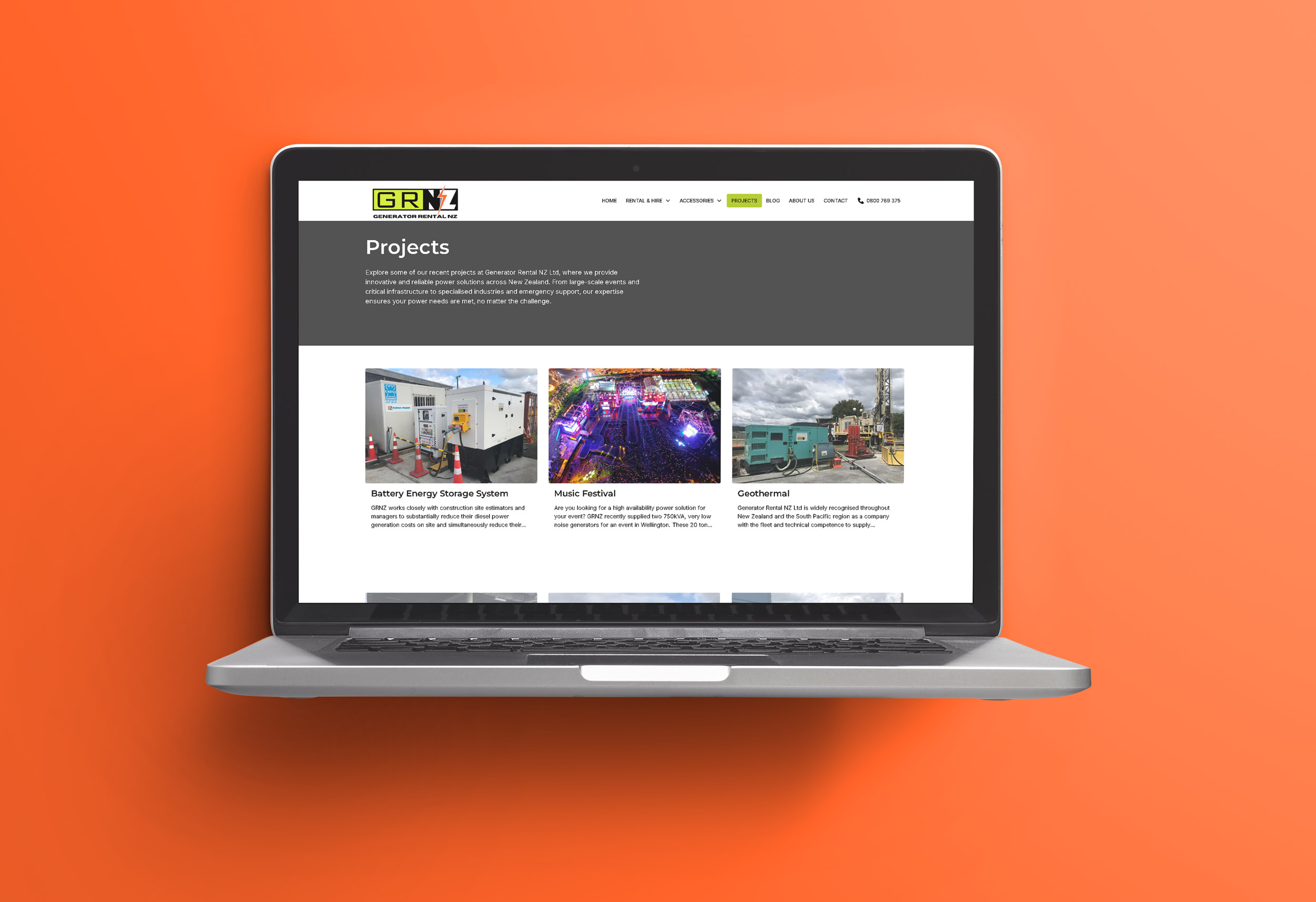 Generator Rental NZ website project image 1.
