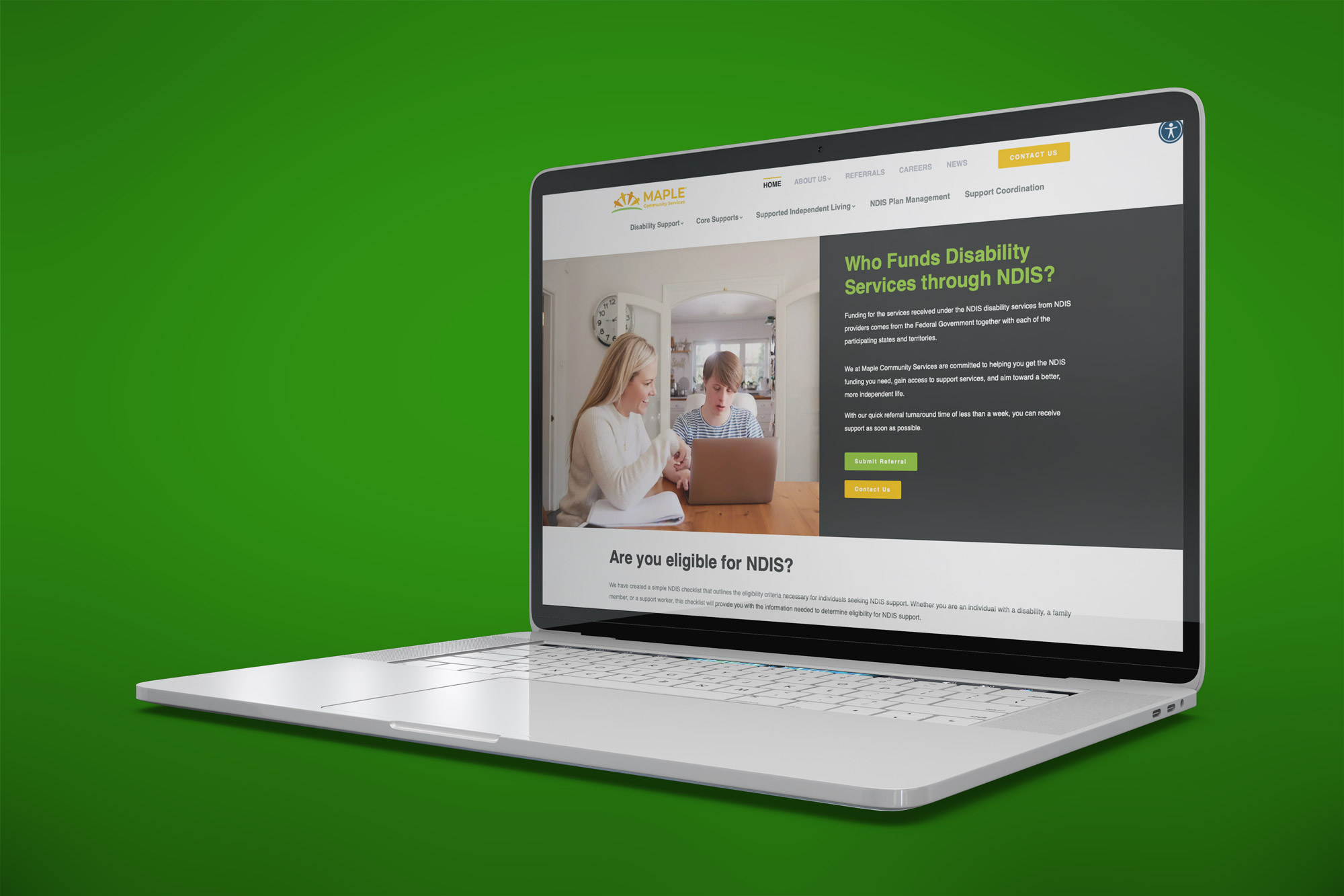Maple Community Services Australia website project.