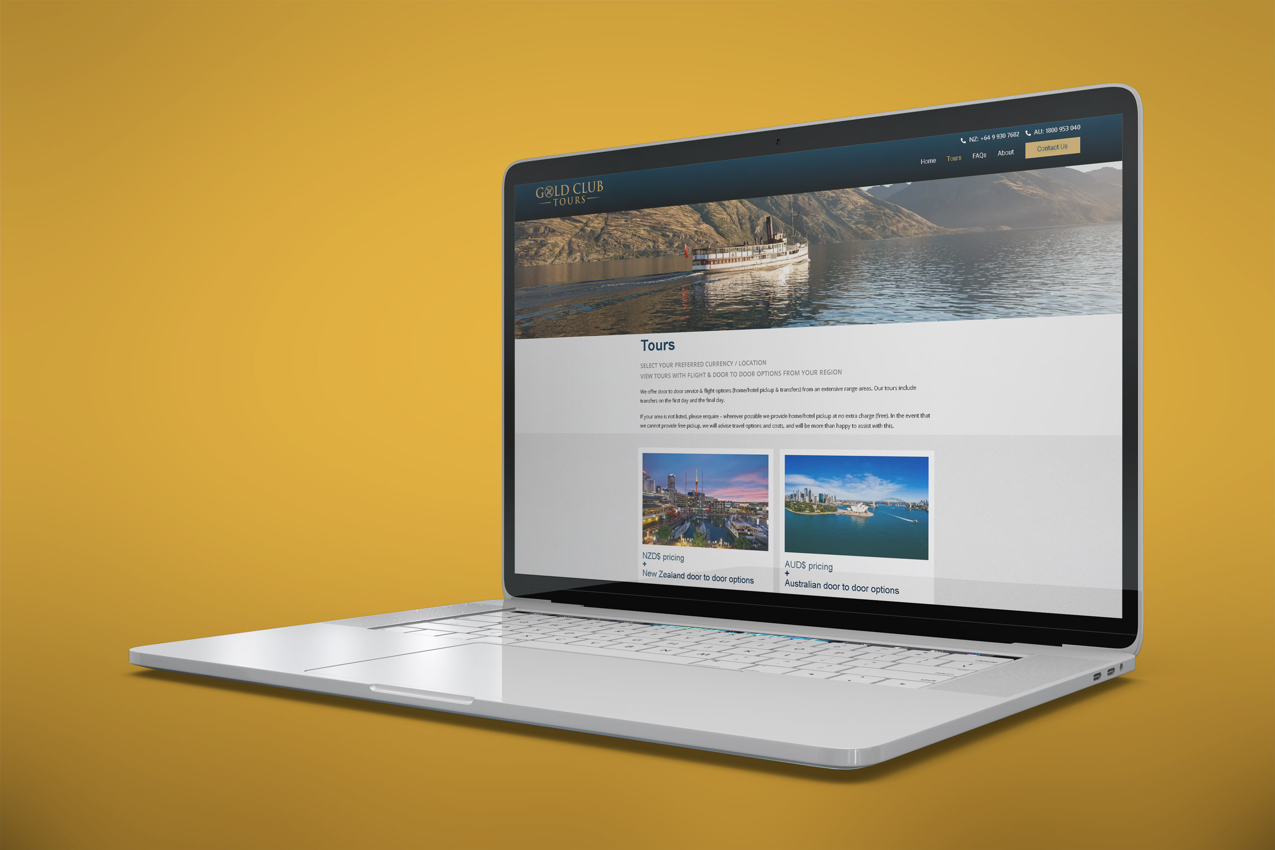 Gold Club Tours website project.