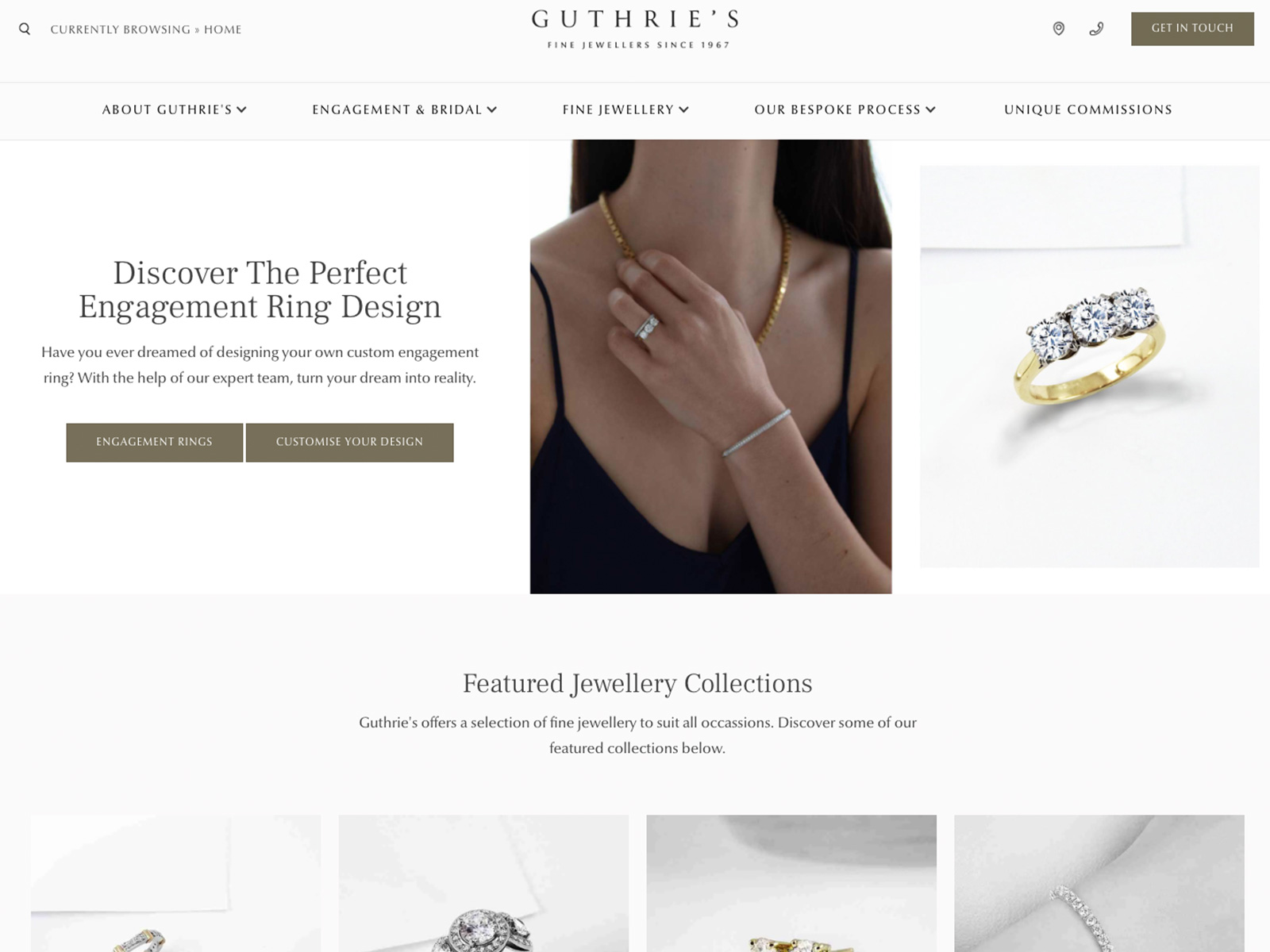 Guthries Jewellery website project preview.