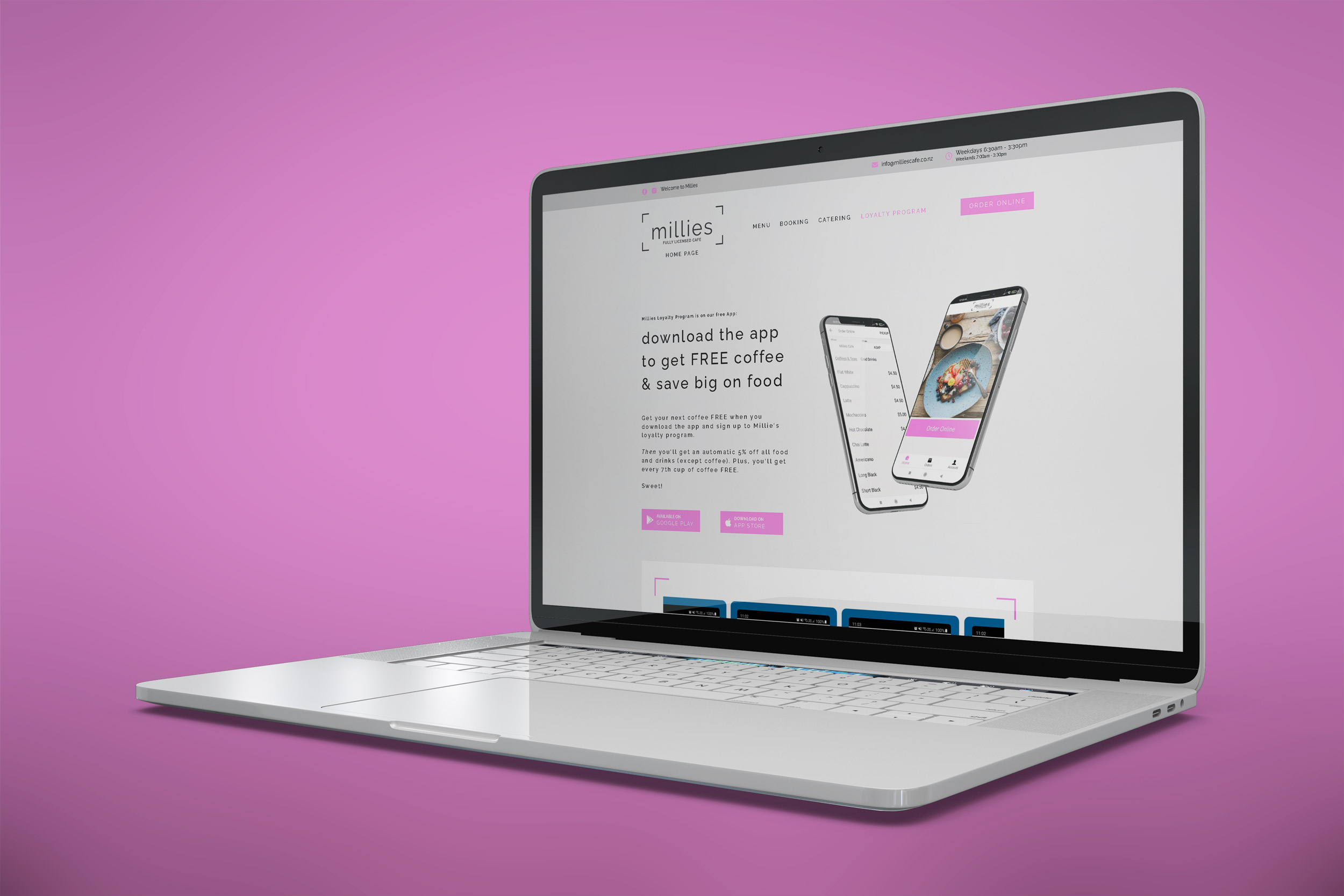 Millies Cafe website project.
