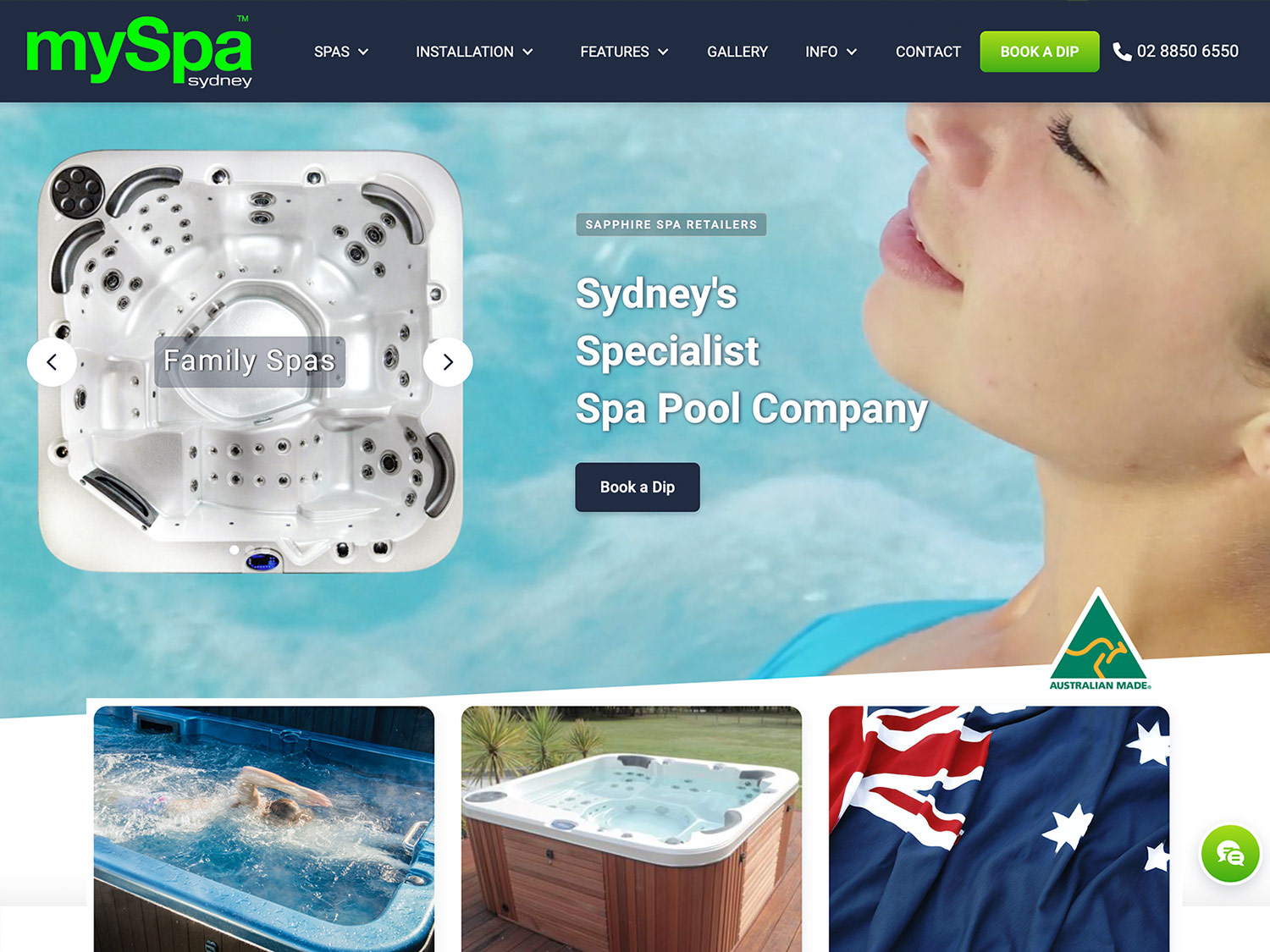 MySpa Sydney website project preview.