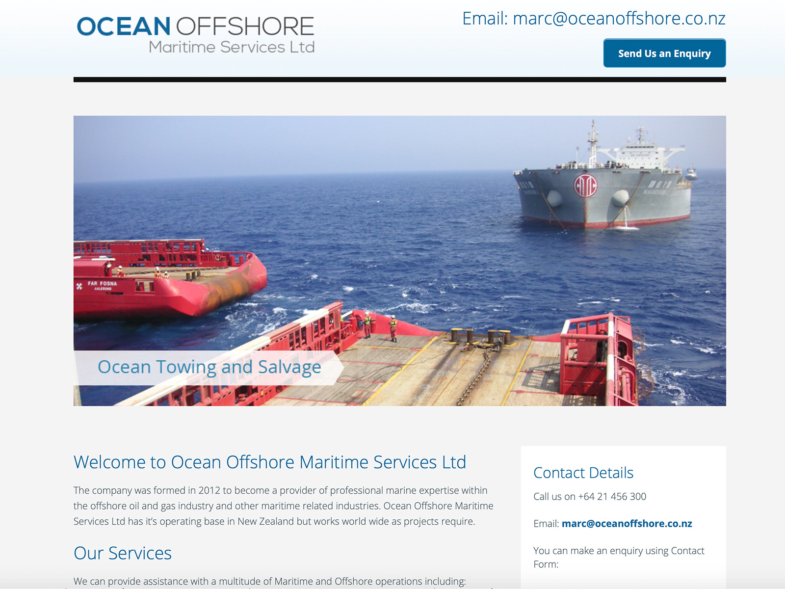 Ocean Offshore website project preview.