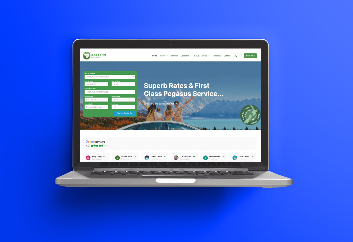 Pegasus Rental Cars website project.