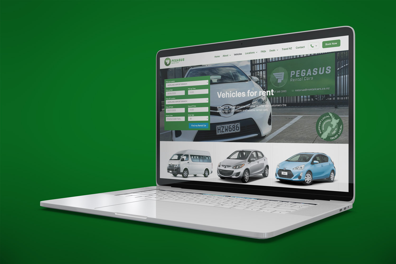 Pegasus Rental Cars website project image 1.