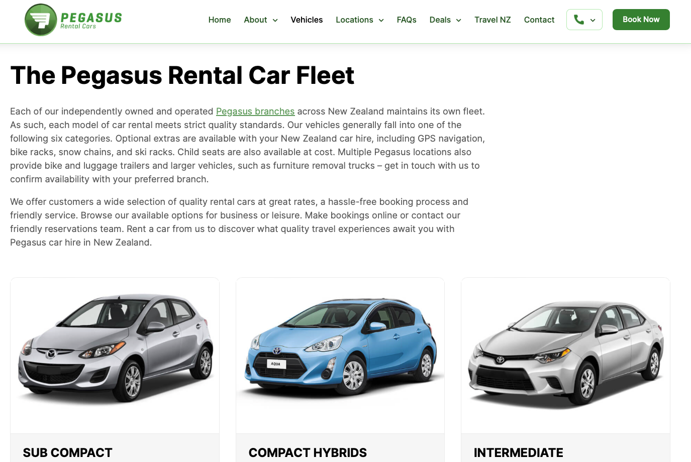 Pegasus Rental Cars website project image 2.