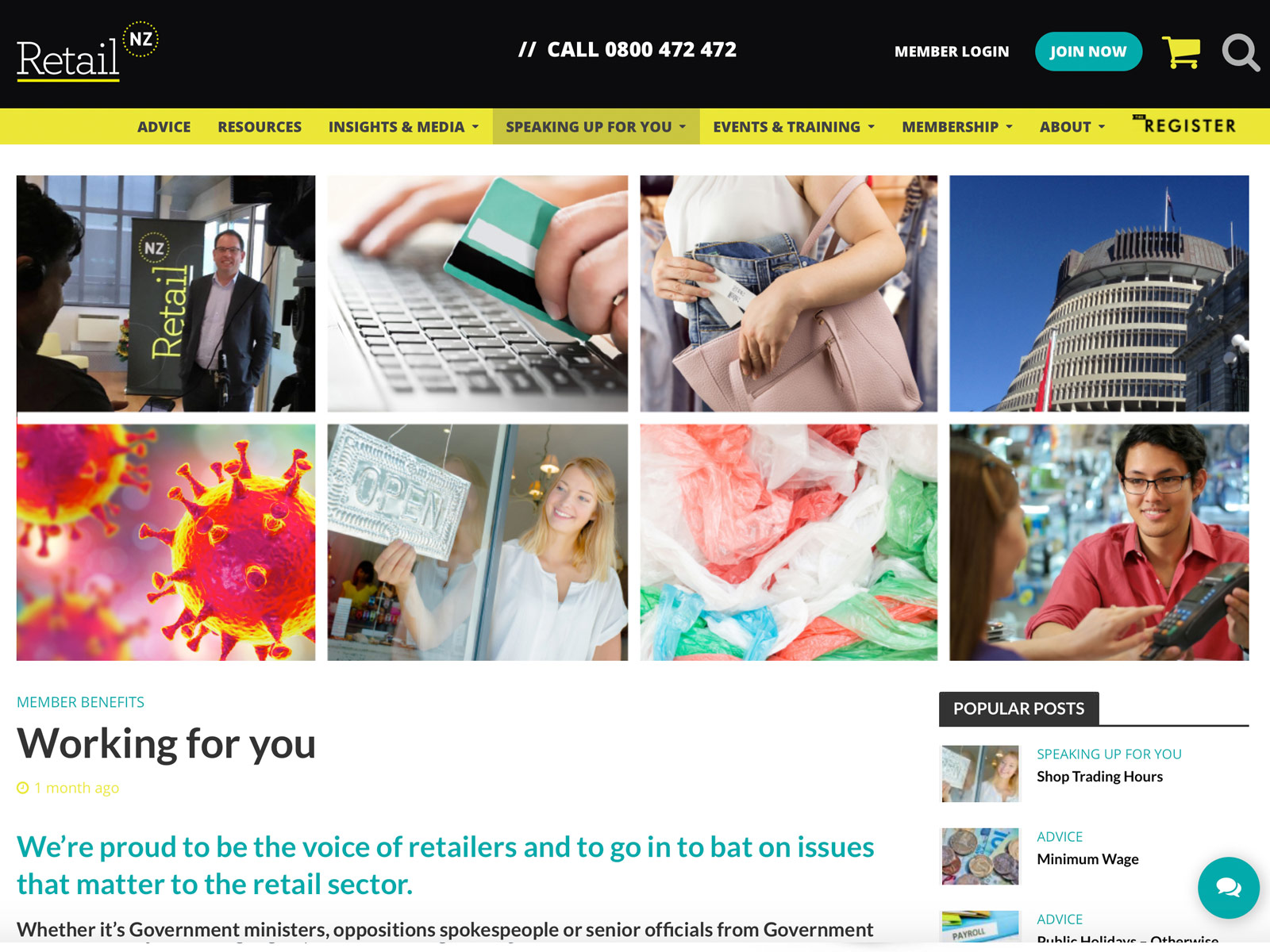 Retail NZ website project preview.