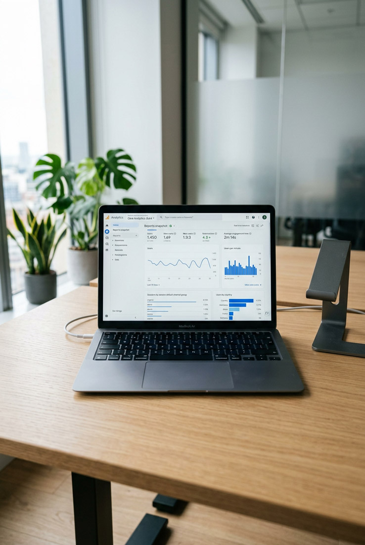 Website analytics report shown on screen