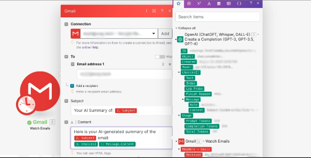 Insert the AI's answer as dynamic data in subsequent steps