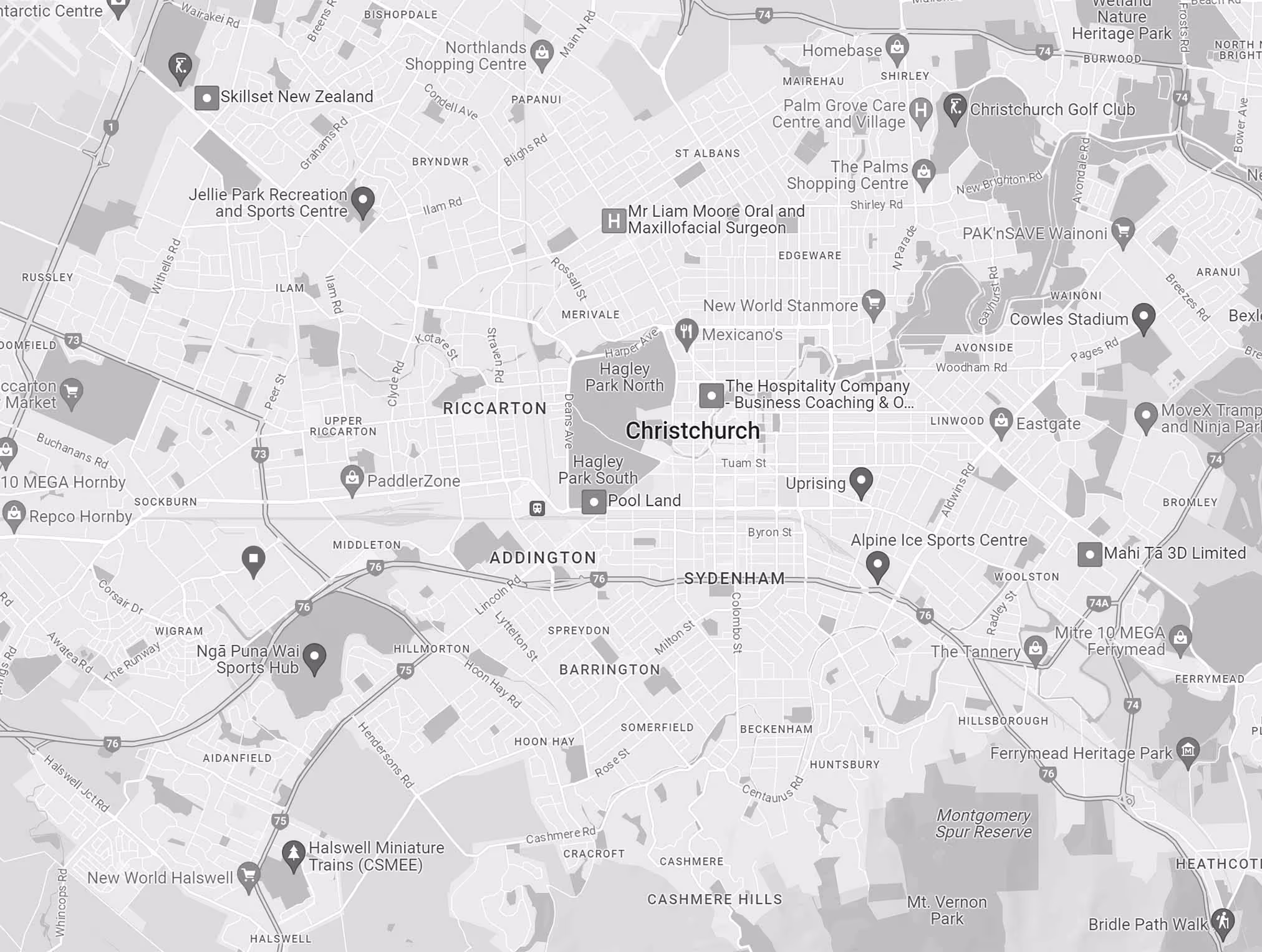 Map of Christchurch, NZ