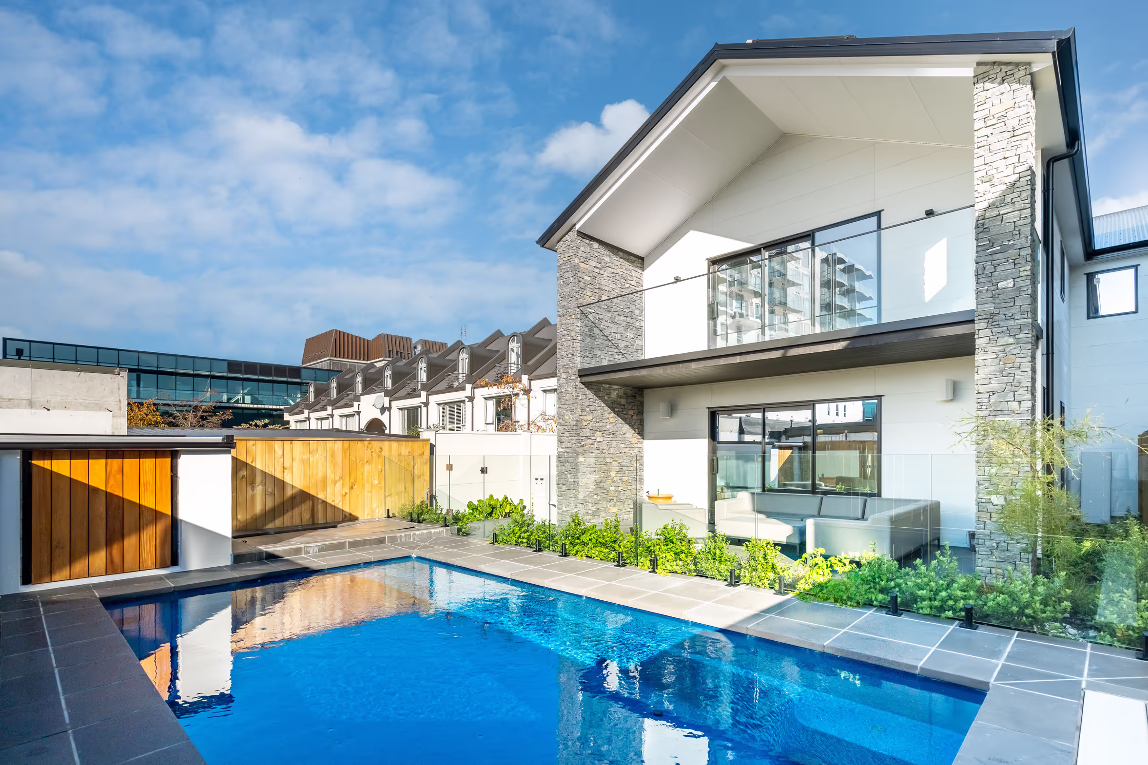 Back of home, with swimming pool