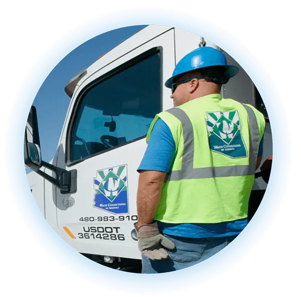 waste connections of arizona worker near rad waste truck in phoenix az area