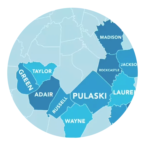 Service map for waste connections of Kentucky and eastern Kentucky recycling