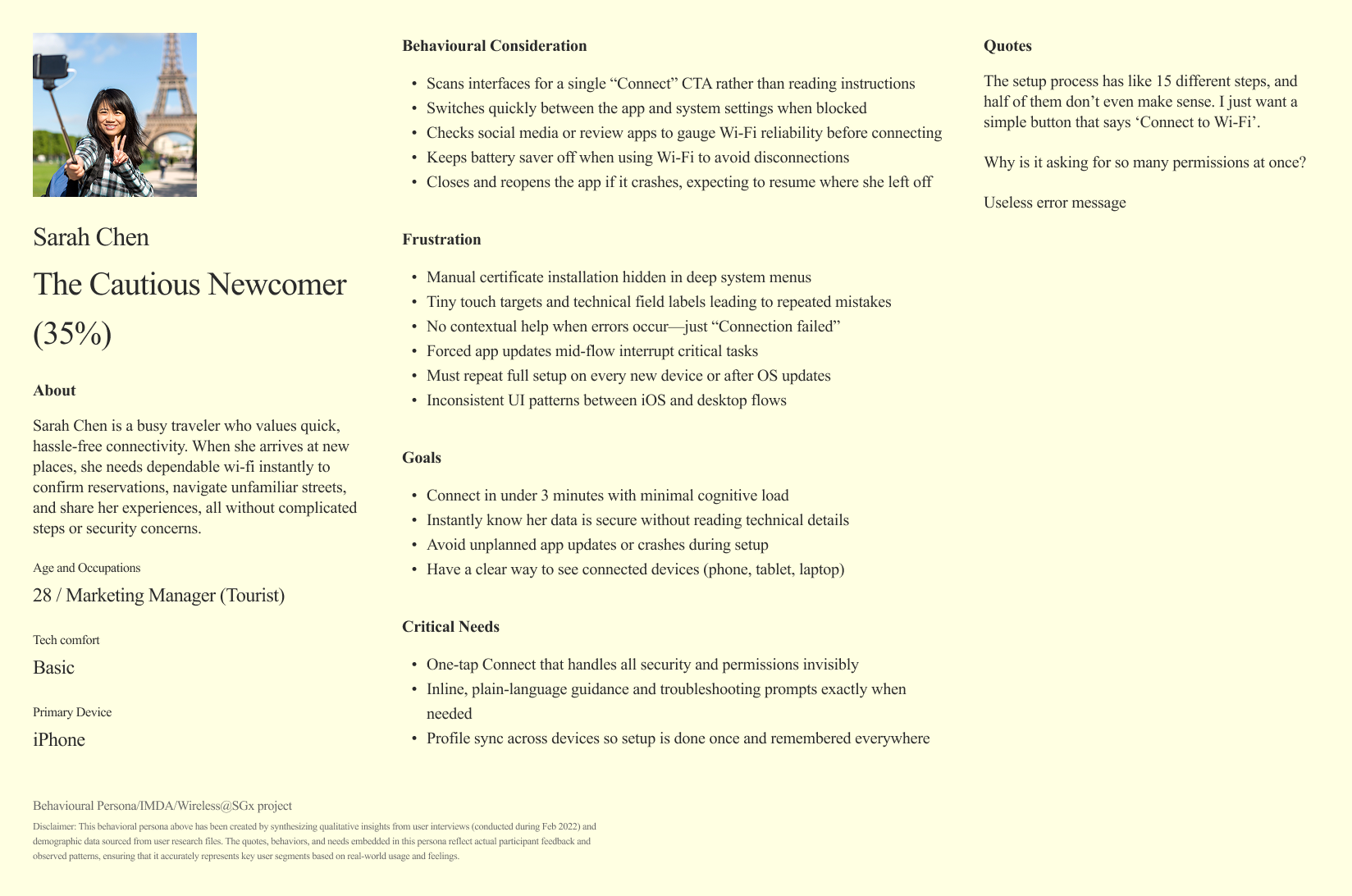 Behavioural Persona (The Cautious Newcomer)