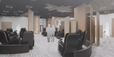a gym recovery room in a spa like setting
