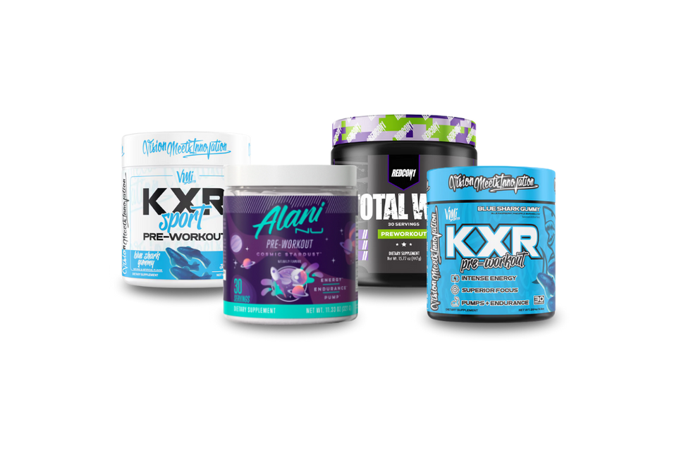 Pre-Workout Energy supplements such as KXR Sport and Alani Nu