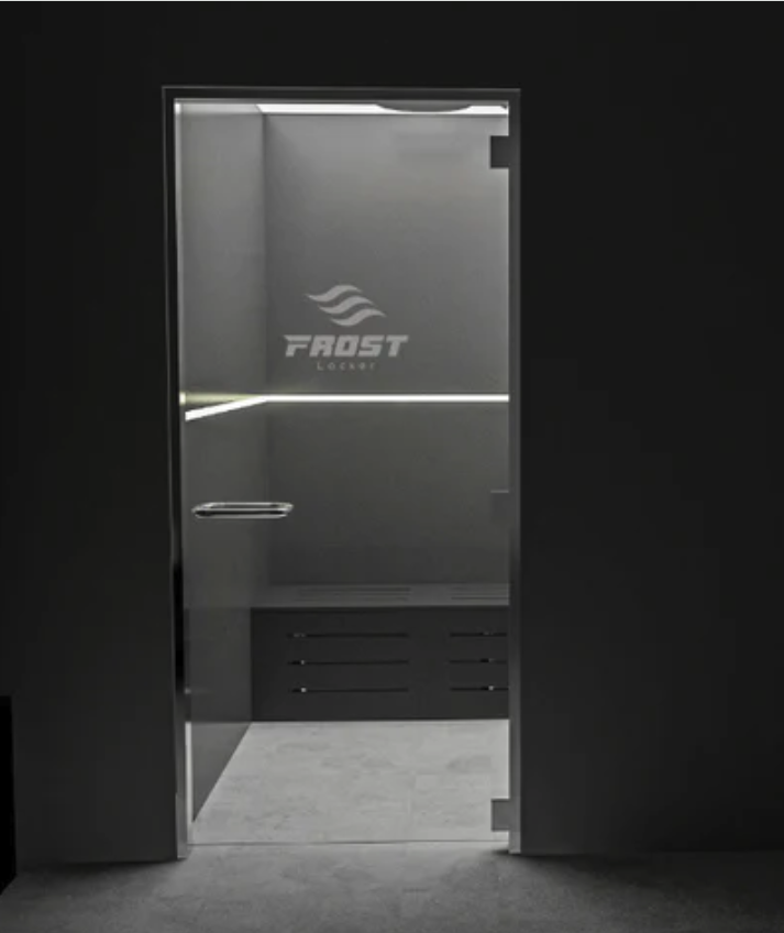 Frostlocker door and bench for cold therapy