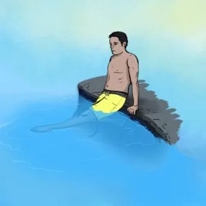 Man Working Out In The Water During The Summer
