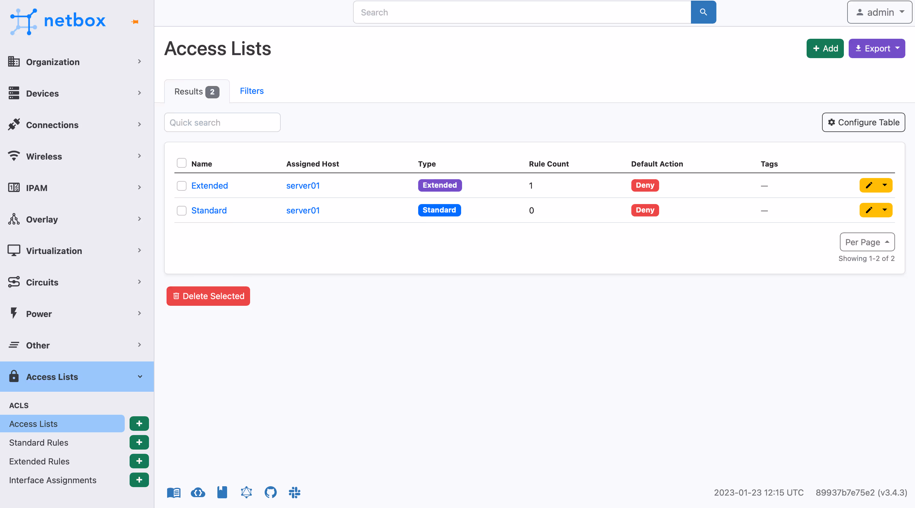 netbox dcim access lists demo