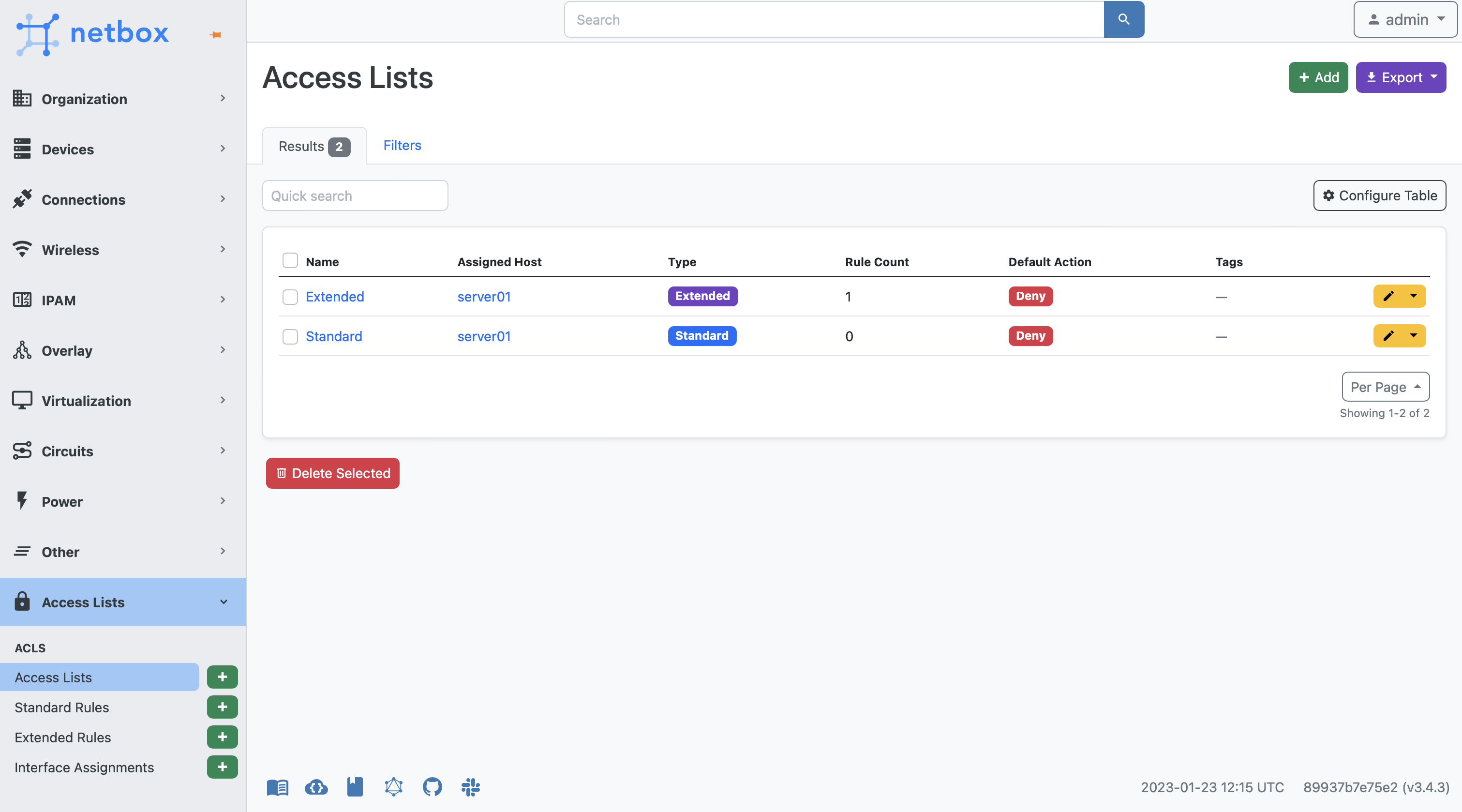 netbox dcim access lists demo