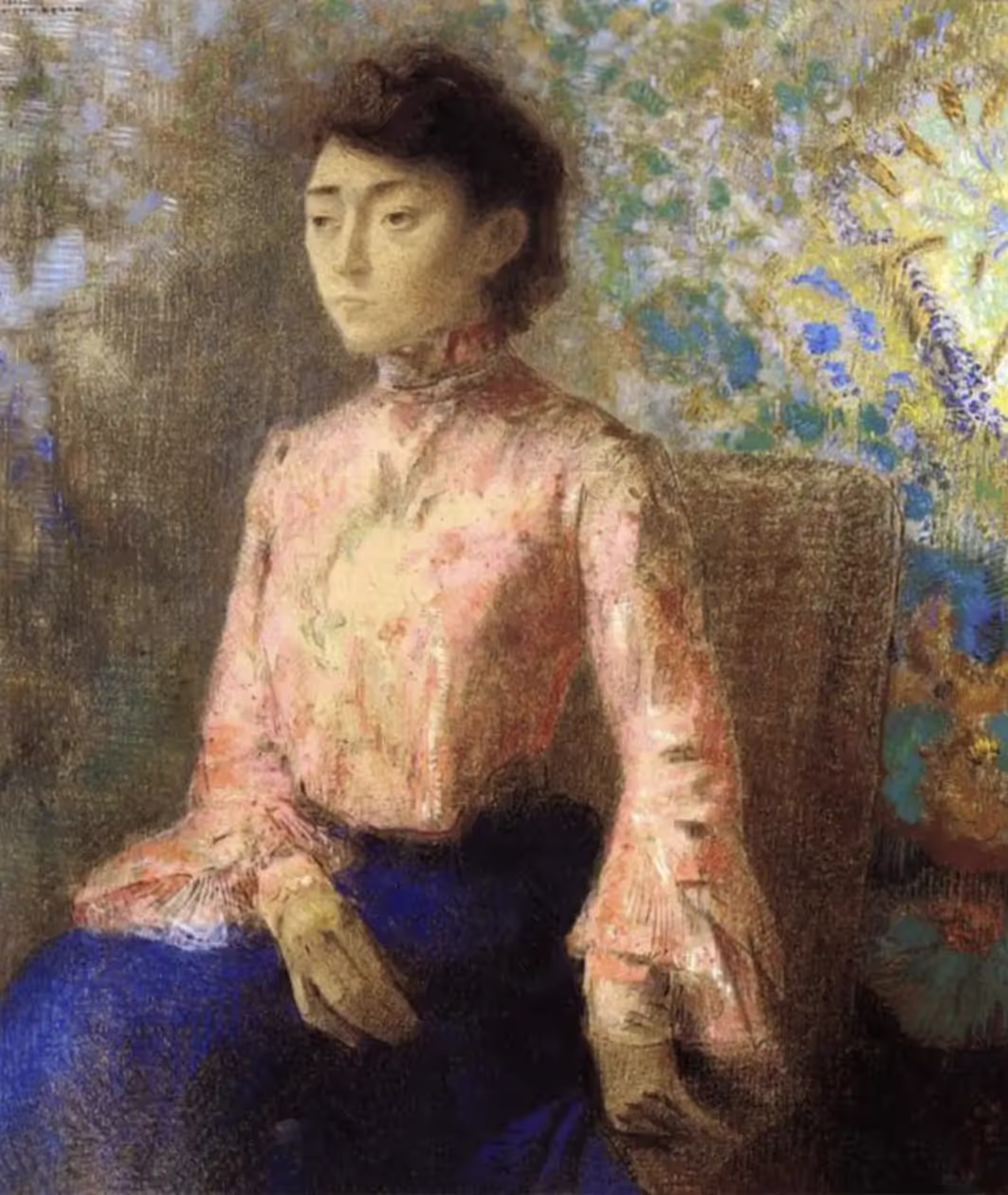 Odilon Redon, Jeanne Chaine, Pastel, H, 79,5 cm ; L, 69 cm, Kunstmuseum, Bâle, Suisse.