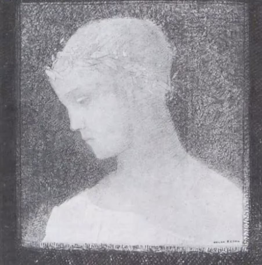 Odilon Redon, Béatrice, 1885.Fusain. H, 42 cm ; L, 37 cm. Collection particulière.