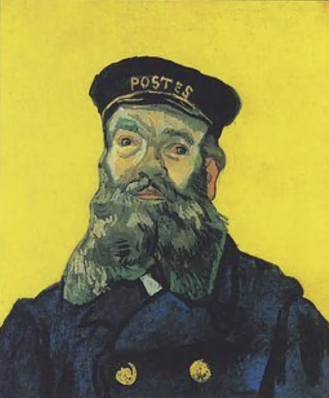 Vincent van Gogh, Le Facteur Roulin, Arles novembre 1888, Huile sur toile, H, 65 cm ; L, 54 cm, Kunstmuseum, Winterthour, Suisse.