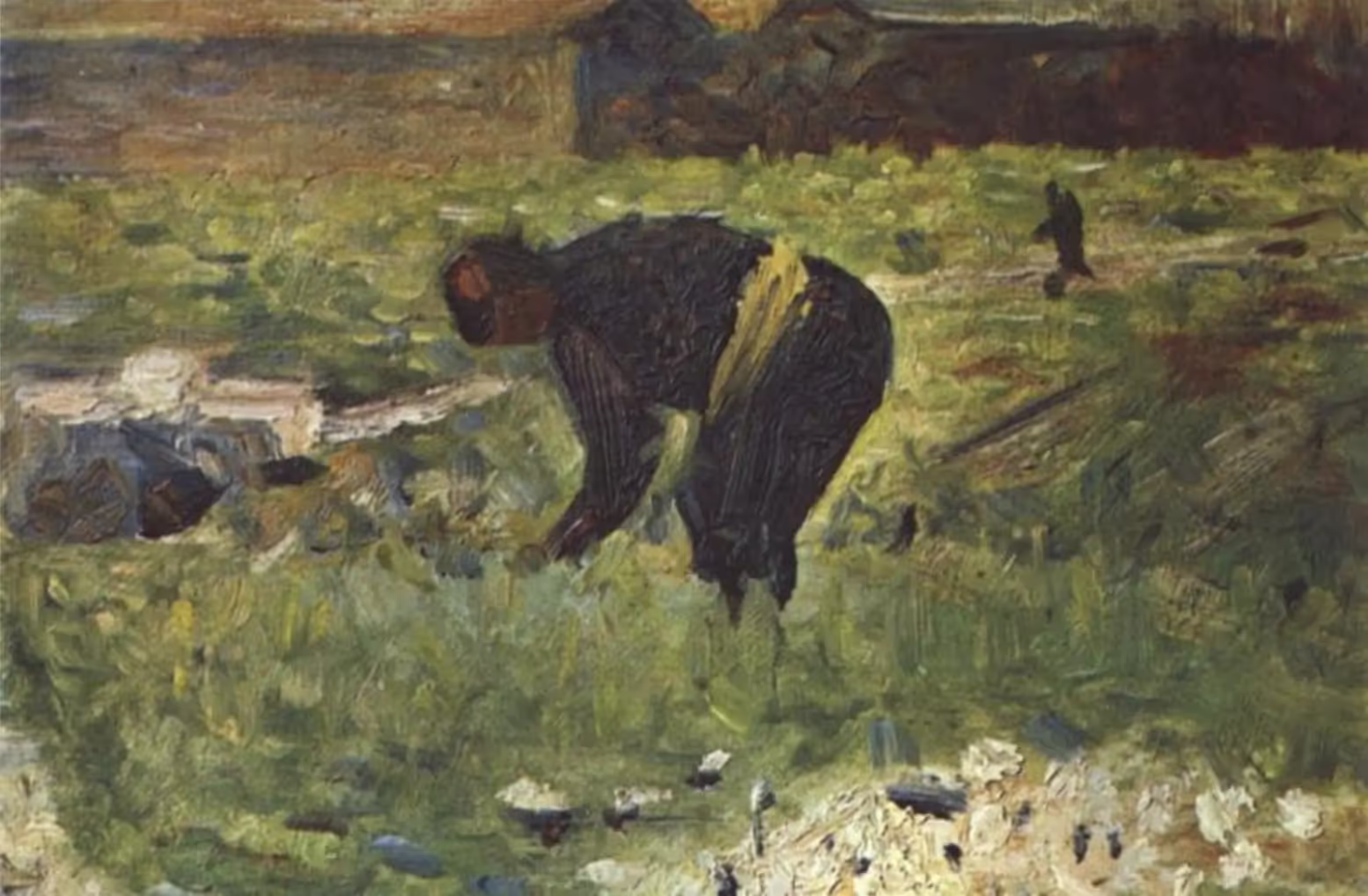 Georges Seurat, Personnage dans un pré, 1882, Huile sur bois, H, 15,8 cm ; L, 24,4 cm, Georges Renand, Paris.