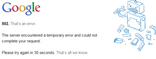 502 Bad Gateway error