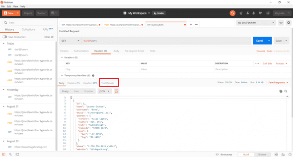 Postman Test Results