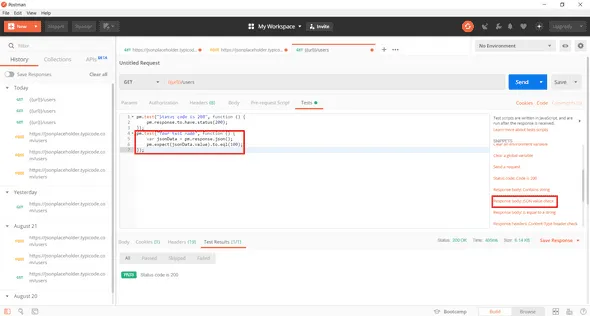 JSON Value check in Postman