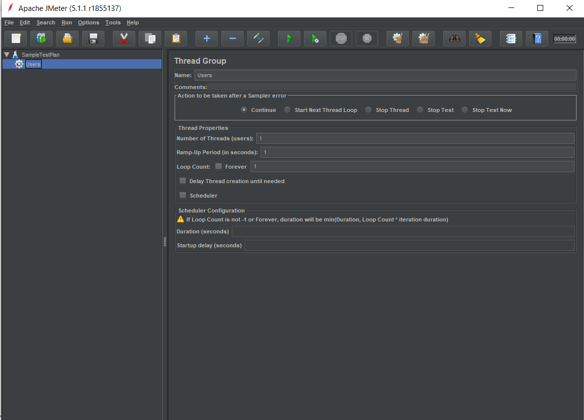 JMeter Configure Thread Group
