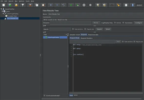 JMeter Request Tab