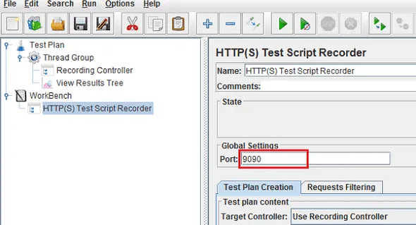 record traffic in jmeter Start Jmeter Proxy