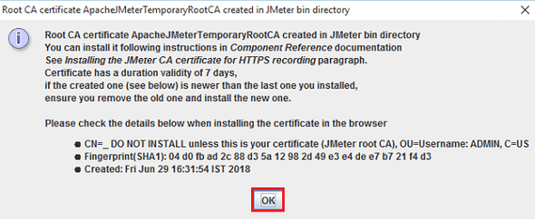 record traffic in jmeter root ca certificate