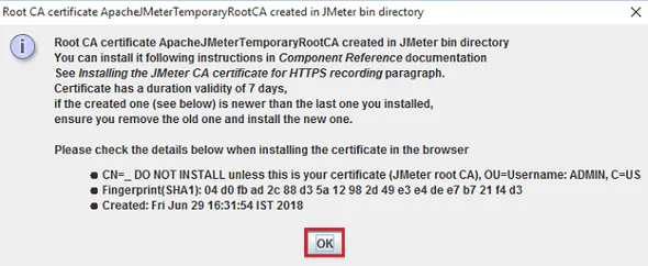 record traffic in jmeter root ca certificate