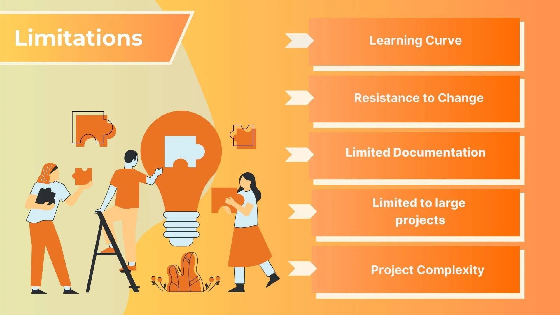 Challenges: change, learning, complexity, documentation, scale