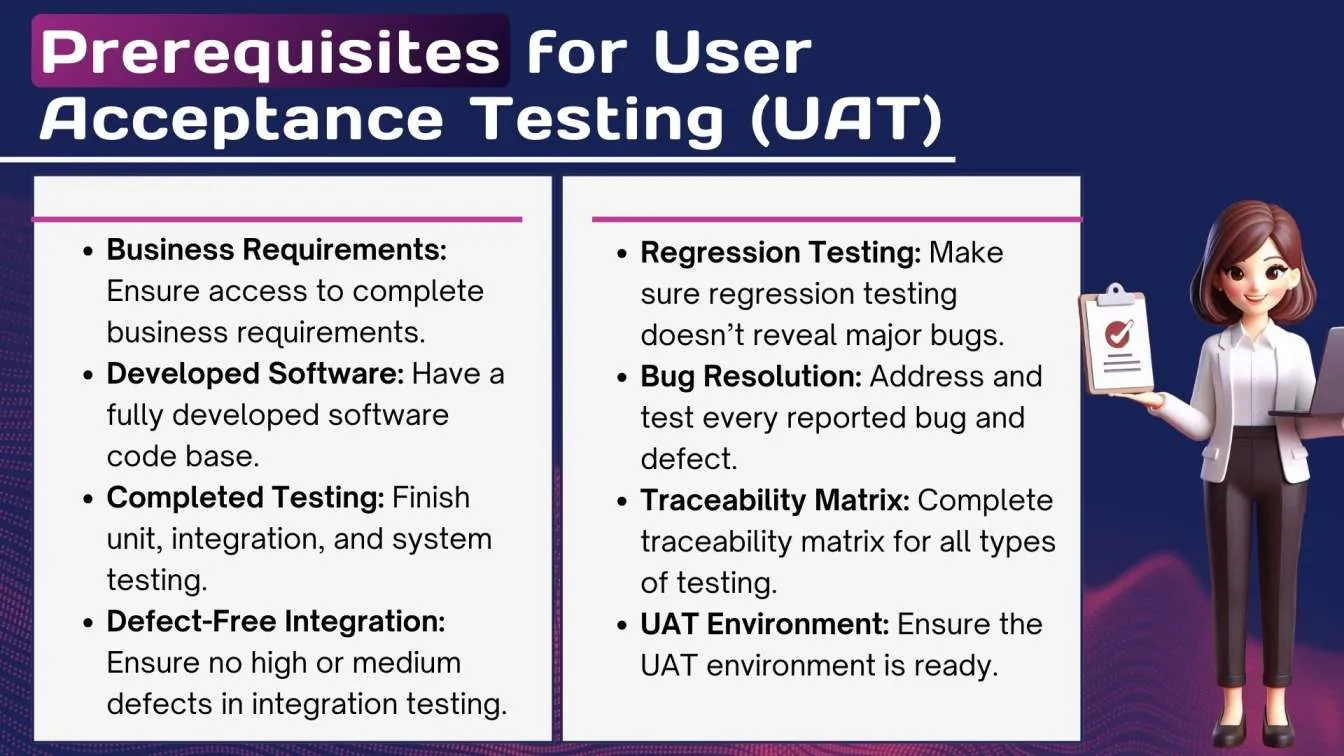 Prerequisites for User Acceptance Testing (UAT)