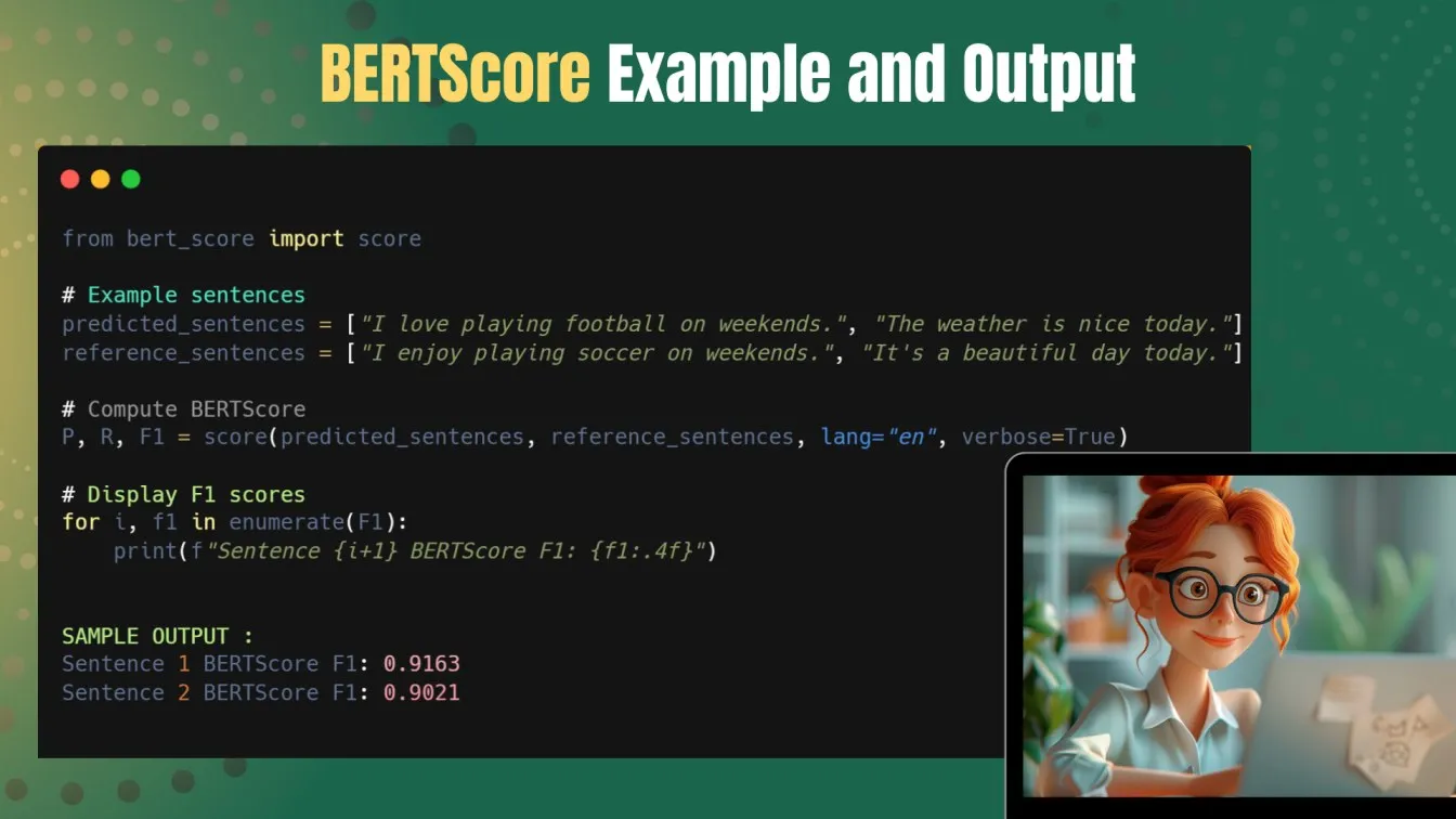 BERTScore Example and Output
