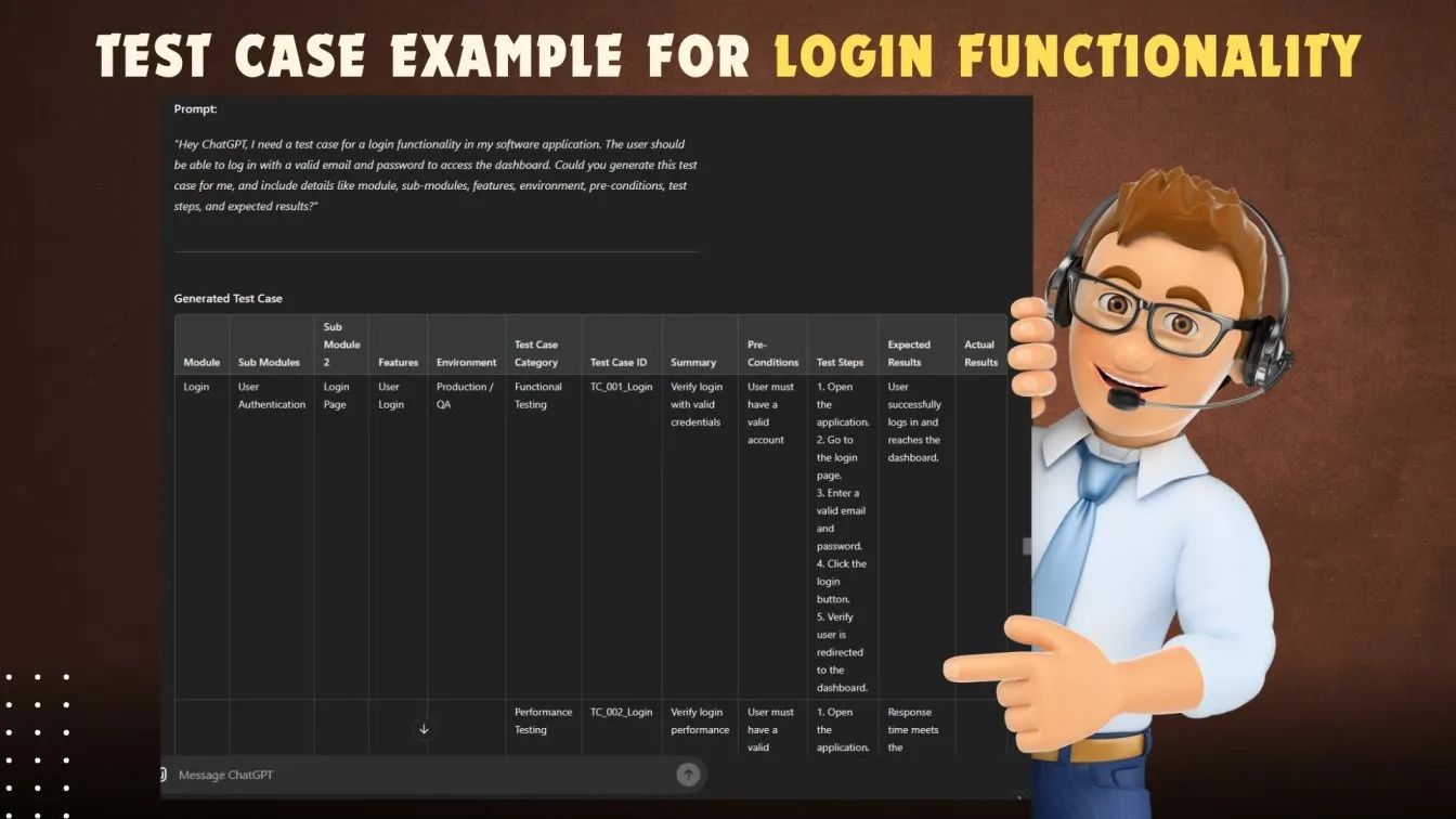 Test Case Example for Login Functionality