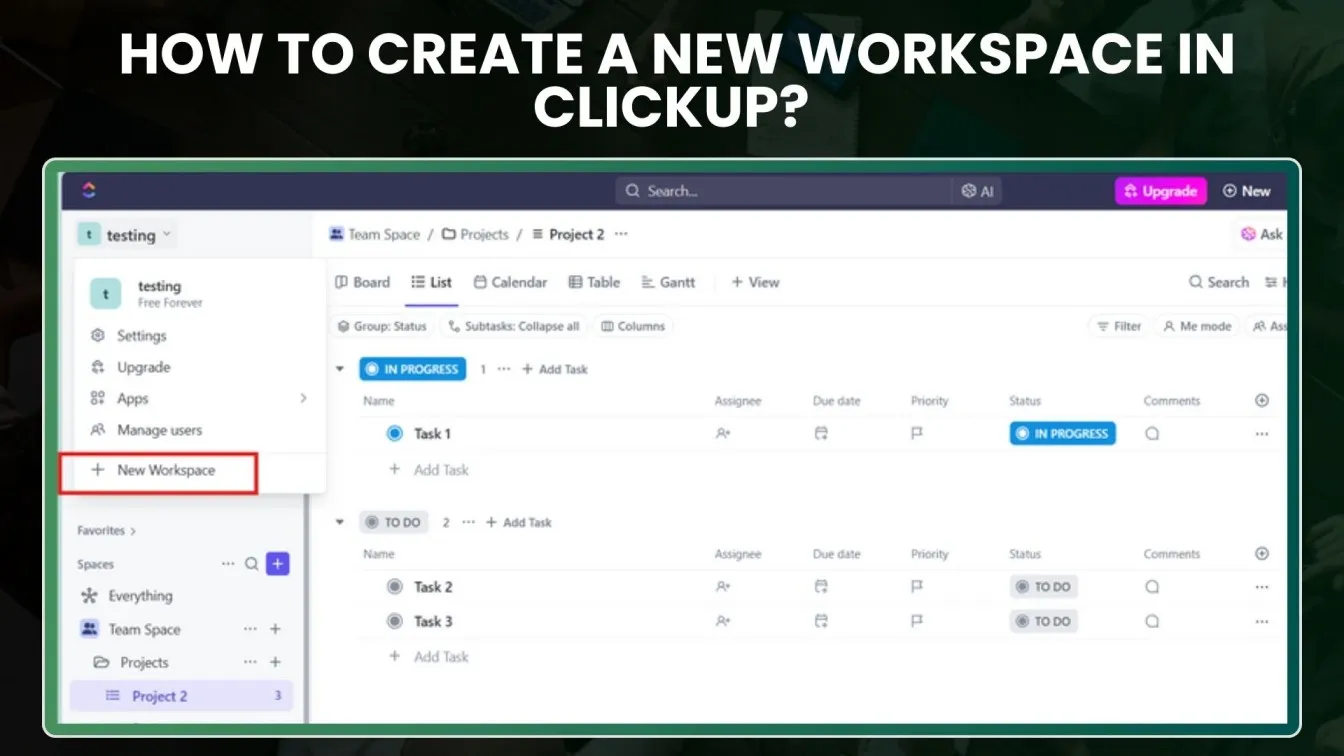 How to create a new workspace in Clickup?